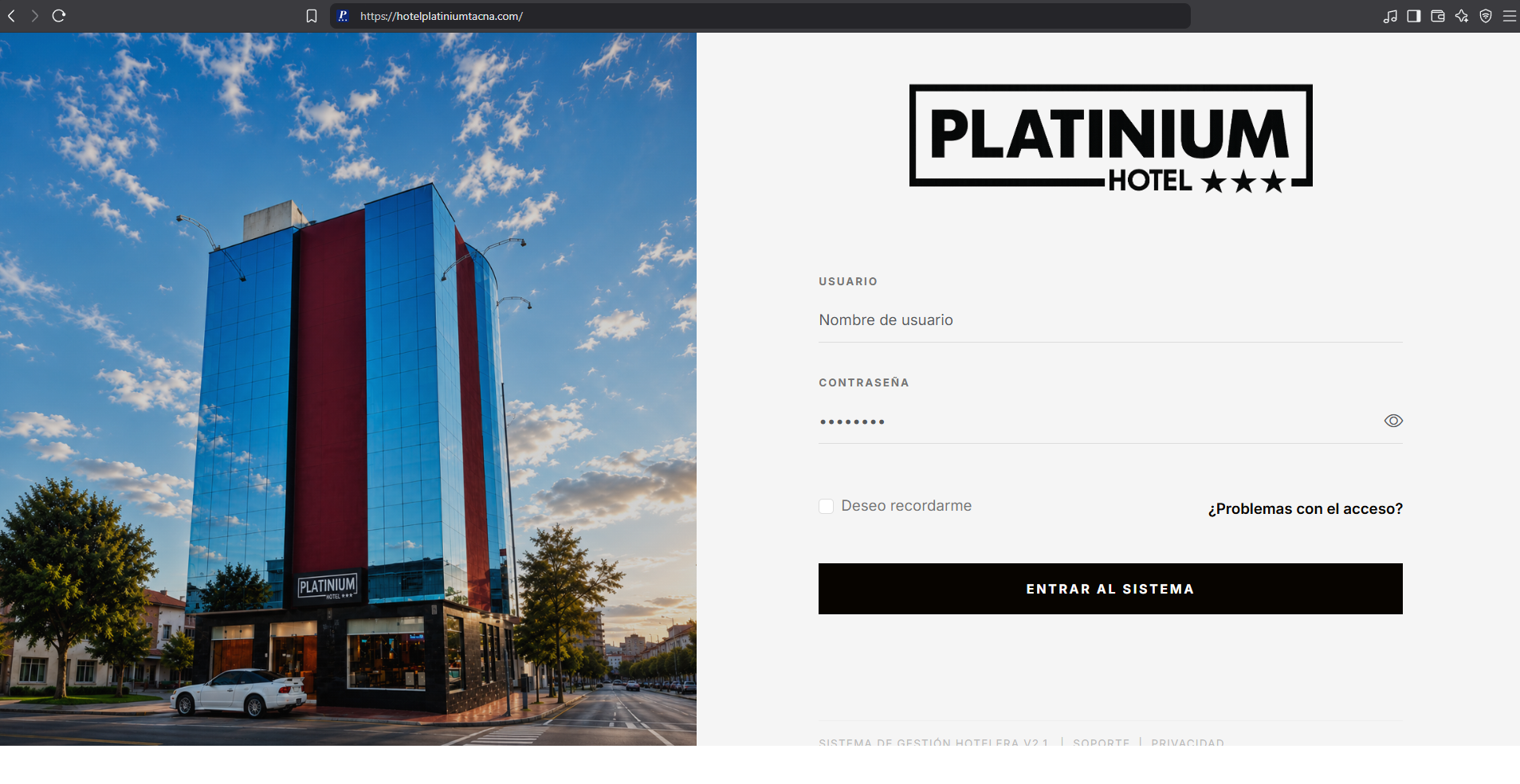 Hotel Platinium – Gestión Hotelera PMS